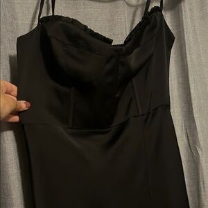 Birds grey Elegant Black Satin Dress